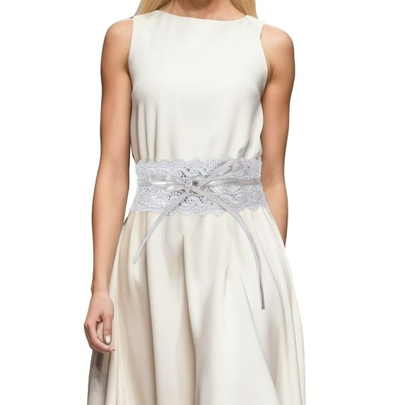 Bmisegm Womens Fashion Lace Dress Belt Hollow Out Belt Decorated Skinny Waist Belt Belts for Women Silver One Size