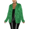 thumbnail image 1 of BYHONG Womens Jackets Shiny Sequin Open Front Coat Lapel Long Sleeve Cardigan Jacket Green L, 1 of 8