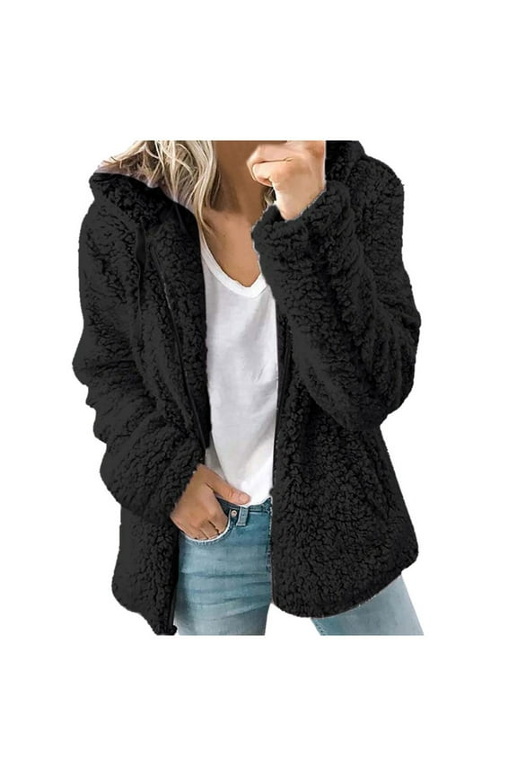 BYHONG Womens Ladies Warm Coat Jacket Winter O-neck Solid Long Outerwear Women's Jackets Black M