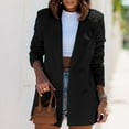 thumbnail image 1 of Bmisegm Womens Long Sleeve Double Coat Coat Blazer Jacket Women's Casual Jackets Black XXL, 1 of 5