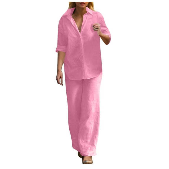 BYHONG Womens Pants Casual Solid Color Wide Leg Pant Suit Womens Pant Suits RD1 XL