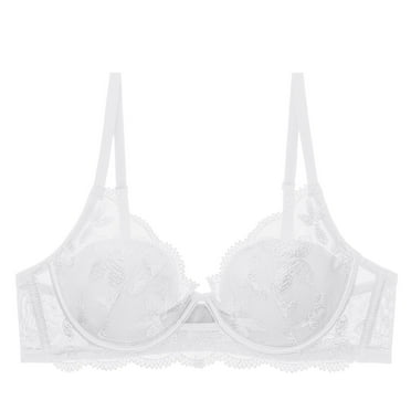 BYHONG Womens Sexy Lace Gathered Bra Straps Cup Underwear White 85B