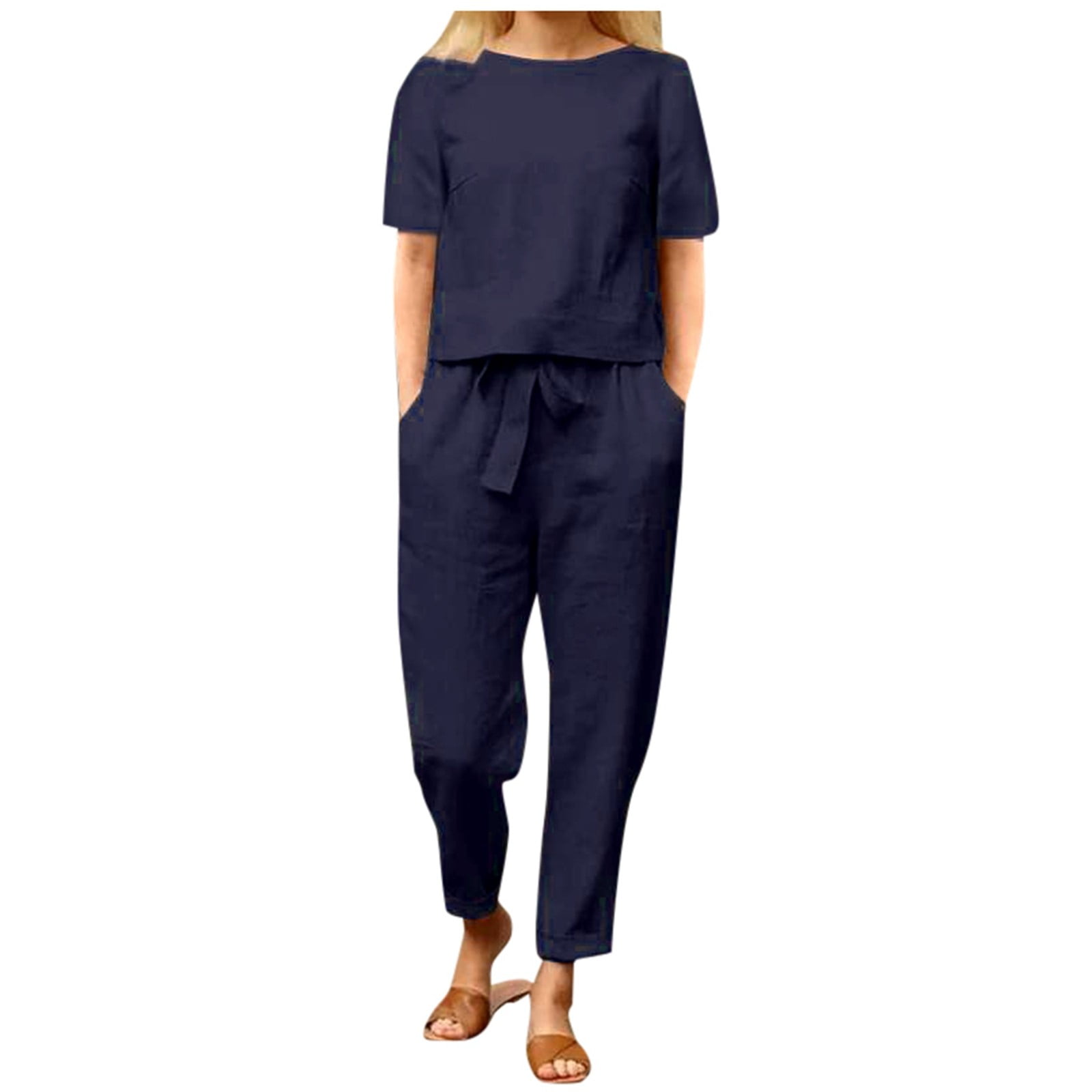 BYHONG Womens Summer Solid Color Casual Pants for Women Linen Short — free download