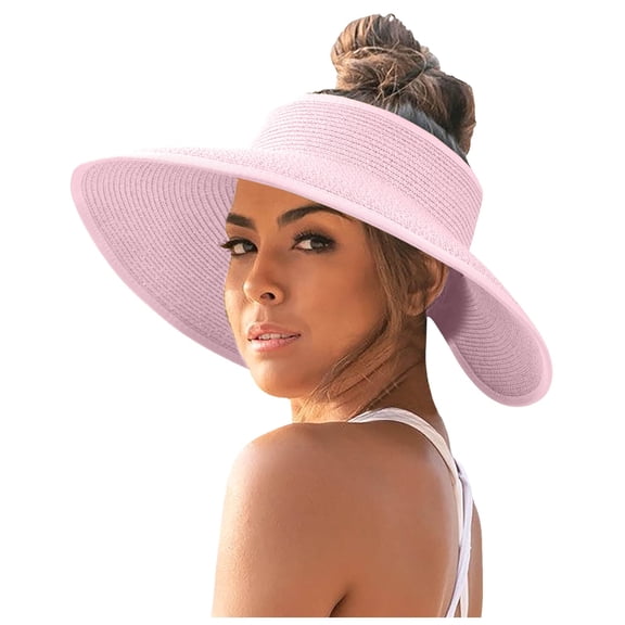 BYHONG Womens Sunshade Hat Korean Edition Women Open Top Big Sunscreen Sun Hat No Top Foldable Hat Gloves women Pink One Size