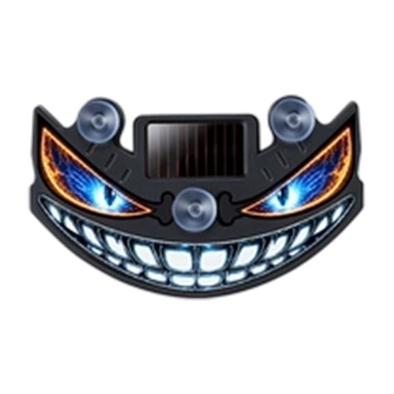 BYJKING Solar Devil LED Car Ornament, 4.72 x 2.95 In Dynamic Dashboard Figure with Lighted Expression for Halloween Auto Decor and Gifts yellow