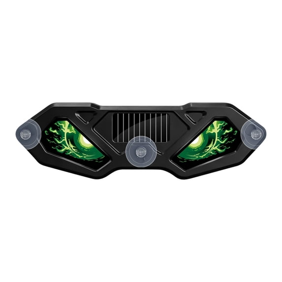 BYJKING Solar Devil LED Car Ornament, 6.02*1.89 IN Dynamic Dashboard Figure with Lighted Expression for Halloween Auto Decor and Gifts Green