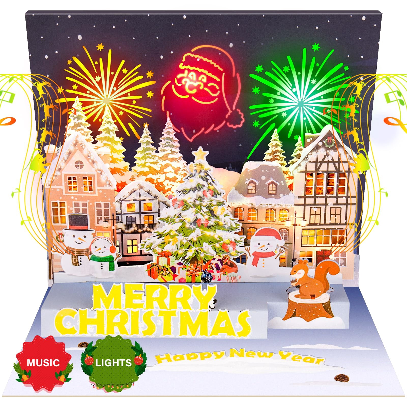 BYKOOO Christmas Cards Musical Christmas Card W Lights Play Wish You A bykooo-christmas-cards-musical-christmas-card-w-lights-play-wish-you-a