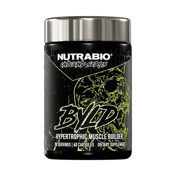 NutraBio Unbound BYLD - Natural Muscle Builder for Men, Support Muscle Growth, Recovery, and Strength - 30 Servings - 60 Capsules