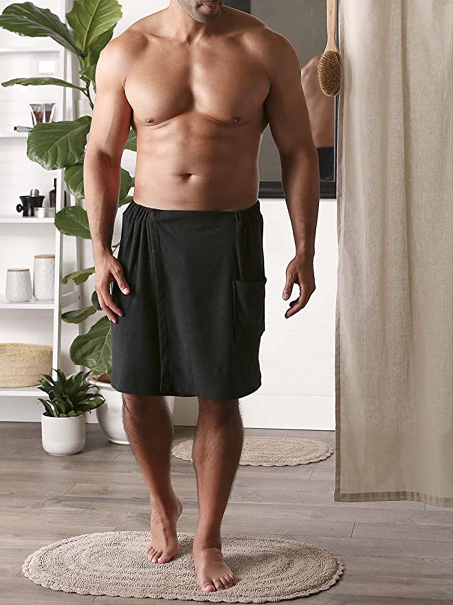 BYLORA Mens bath towels Wrap Adjustable Cotton Terry Shower Wrap ...