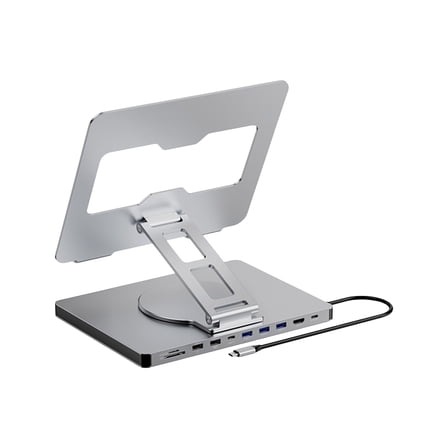 BYNNIX 10 in 1 Laptop Docking Station with 360 Degree Rotating Base Stand for Efficient Office Use and Device Connection Holder