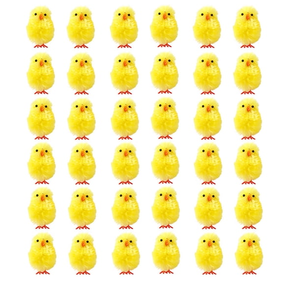 BYNNIX 36Pcs Cute Simulation Mini Easter Chicks Fuzzy Yellow Chicken for Egg Hunt Party