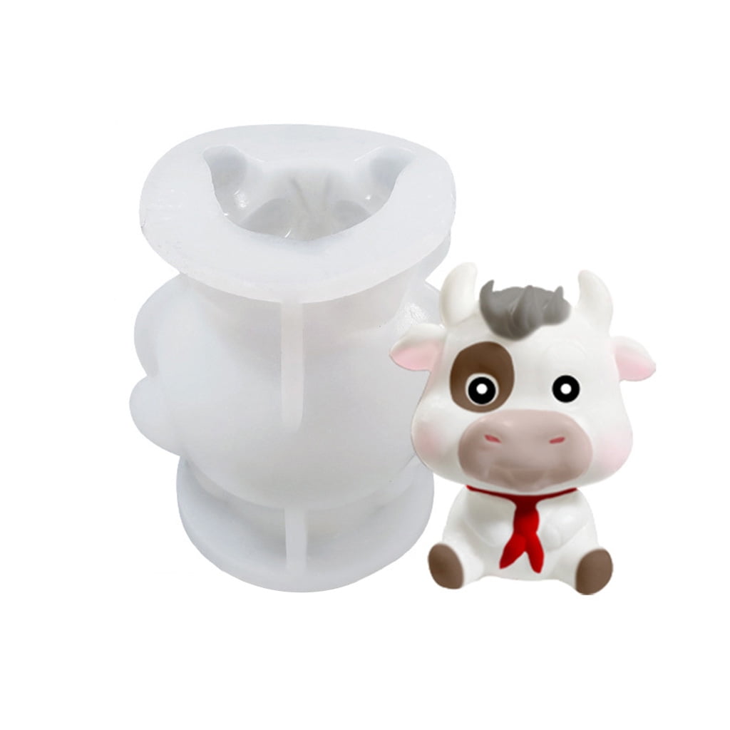 BYNNIX 3D Cow Candle Molds Dairy Cattle Silicone Soap Mold Chocolate ...