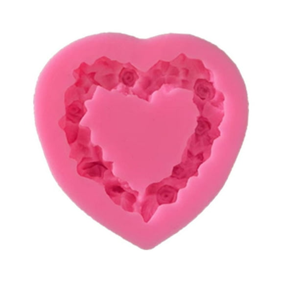 BYNNIX 3D Rose Flower Heart-Shape Silicone Mould Handmade-Chocolate Fondant Mold Cake Decoration Baking Tool Craft DIY-Wedding