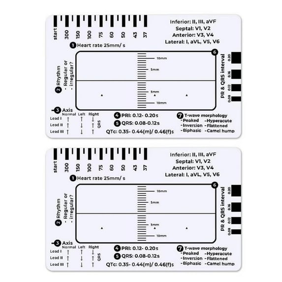 BYNNIX Electrocardiogram 7 Step Ruler Card For Precise Measurements Quick Assessments Hospitals Clinics Educational Use