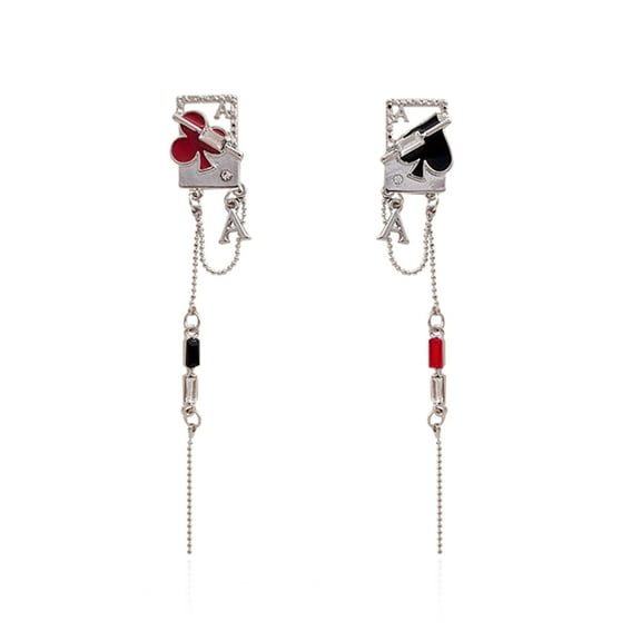 BYNNIX Sweet Korean Tassels Earrings for Women Playing Cards Dangle Drop Studs Ear Rings Sweet Temperament Earwear Accessories