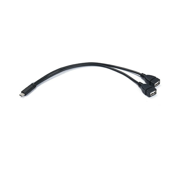 BYNNIX Type C Male/Female to Double USB Female Charging Cable 5V 3A for Smartphones Tablets and More 30cm Length