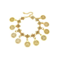 BYNNIX Vintage Gypsy Coin Tassels Anklet Chain Retro Bracelet for Women Stylish Barefoot Sandals Jewelry Accessory