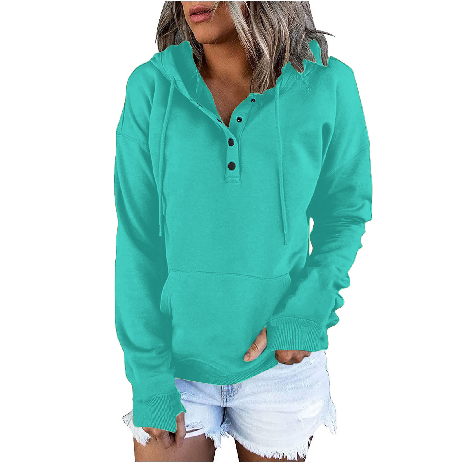 BYOIMUD Women's Comfortable Sweatshirt With Thumb Hole Savings Solid