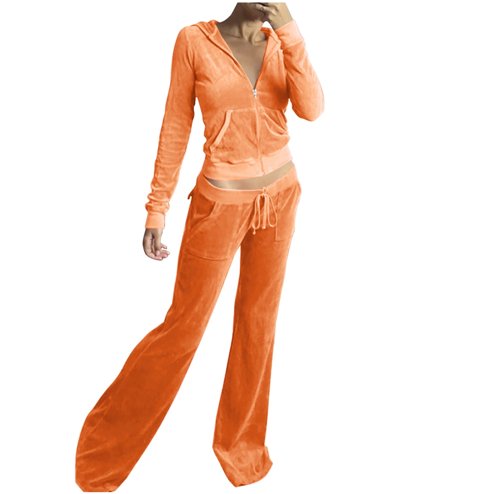 BYOIMUD Women's Comfortable Velour Tracksuit Two Piece s Solid