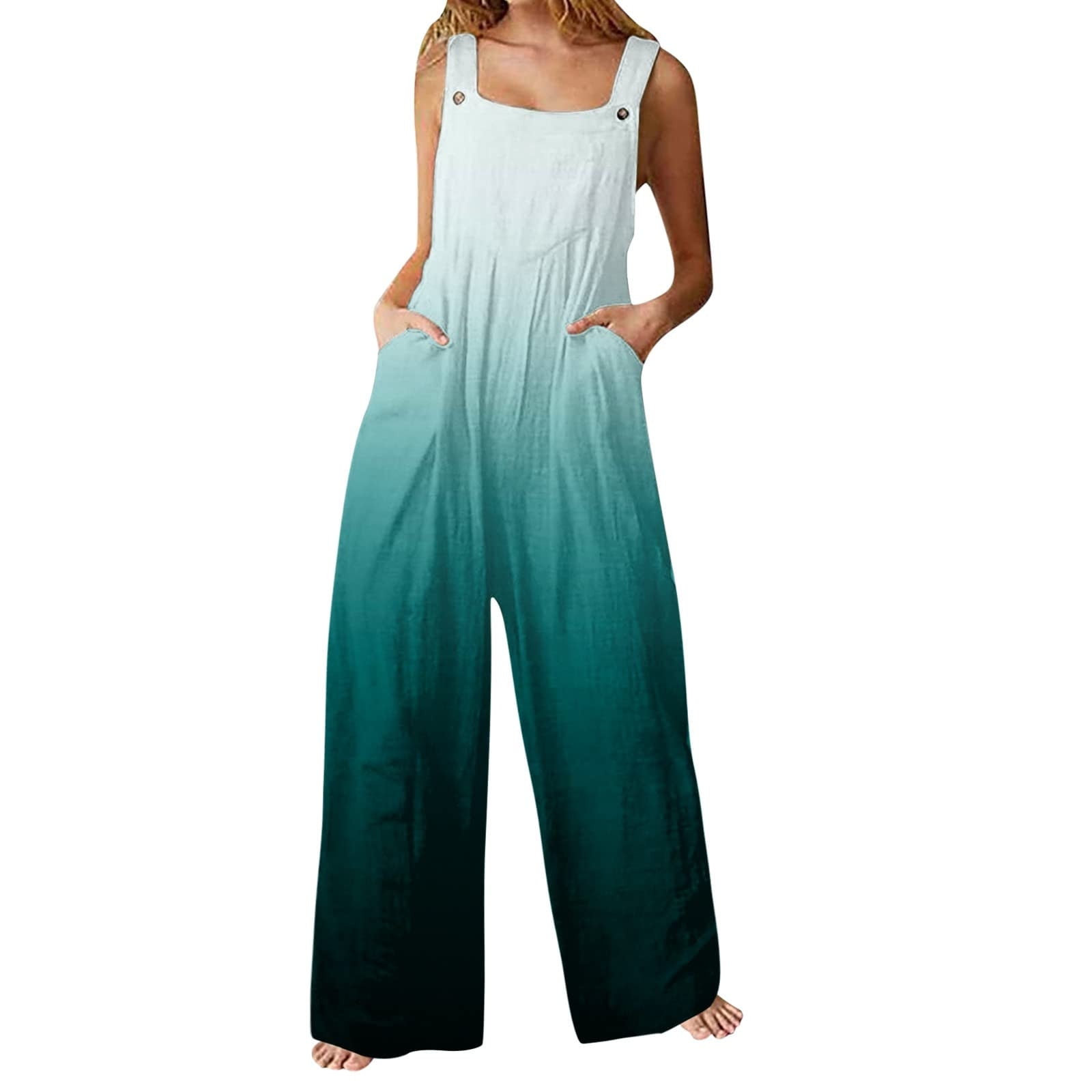 BYOIMUD Women's Comfortable Wide Leg Pants Savings Flora Zebra Print Lounge  Sleeveless Pocket Suspender Jumpsuits Plus Size Casual Loose Fashion 2023 
