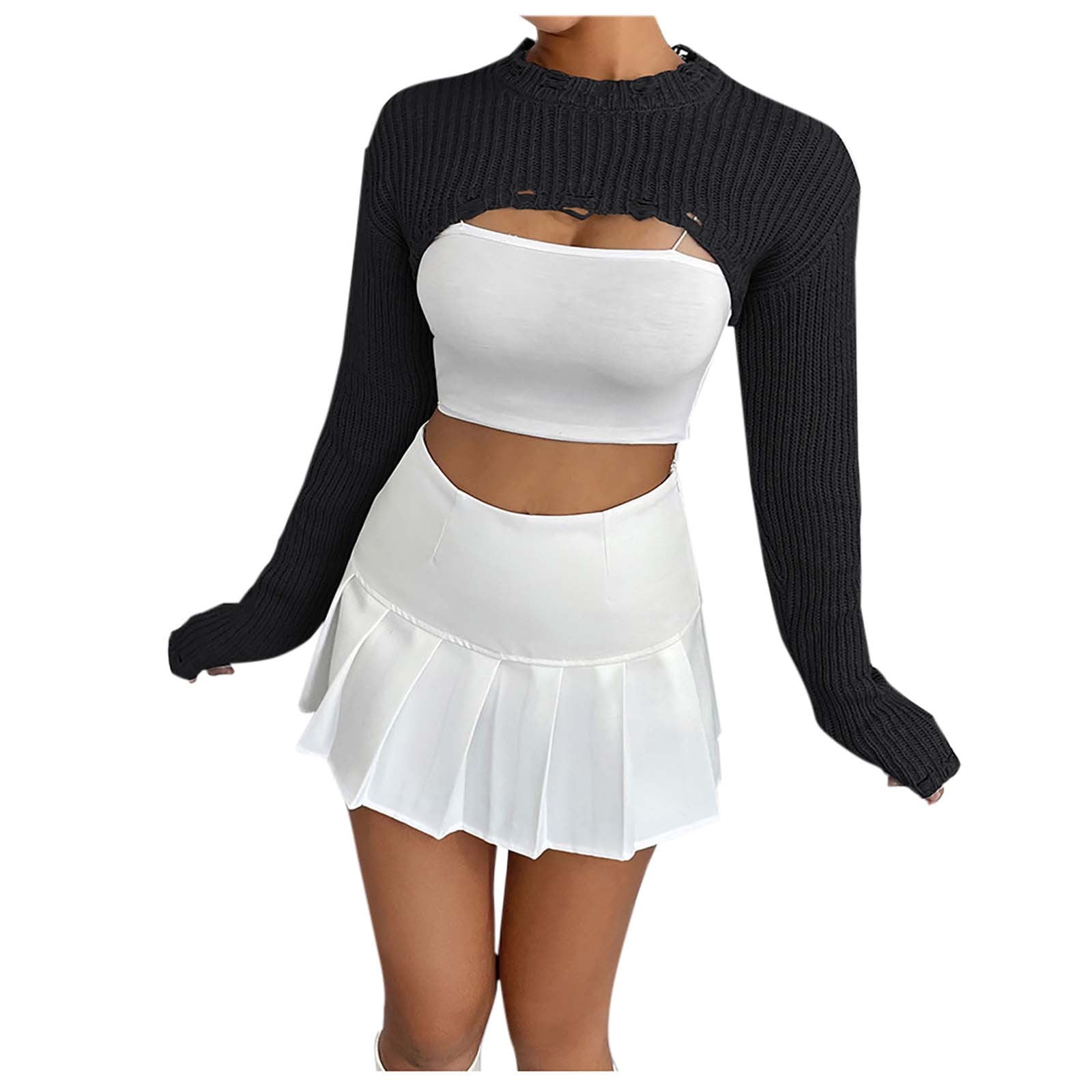 BYOIMUD Women's Comfy Super Cropped Knitwear Sweater Savings Solid - Main Image