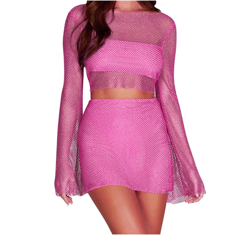 Sexy Solid Mesh O Neck Long Sleeve Two Pieces Sexy Solid Mesh O Neck Long Sleeve Two Pieces