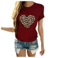 thumbnail image 1 of BYOIMUD Women's Valentine's Day Shirts Summer Cute Blouse Tops for Couples Gift for Women Love Print Short Sleeve Crewneck Plus Size Fashion 2023 Wine XXXL, 1 of 6