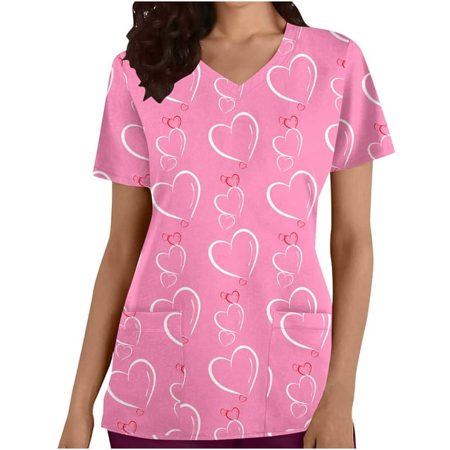 BYOIMUD Women's Valentine's Day Shirts Summer Cute Blouse Tops with ...