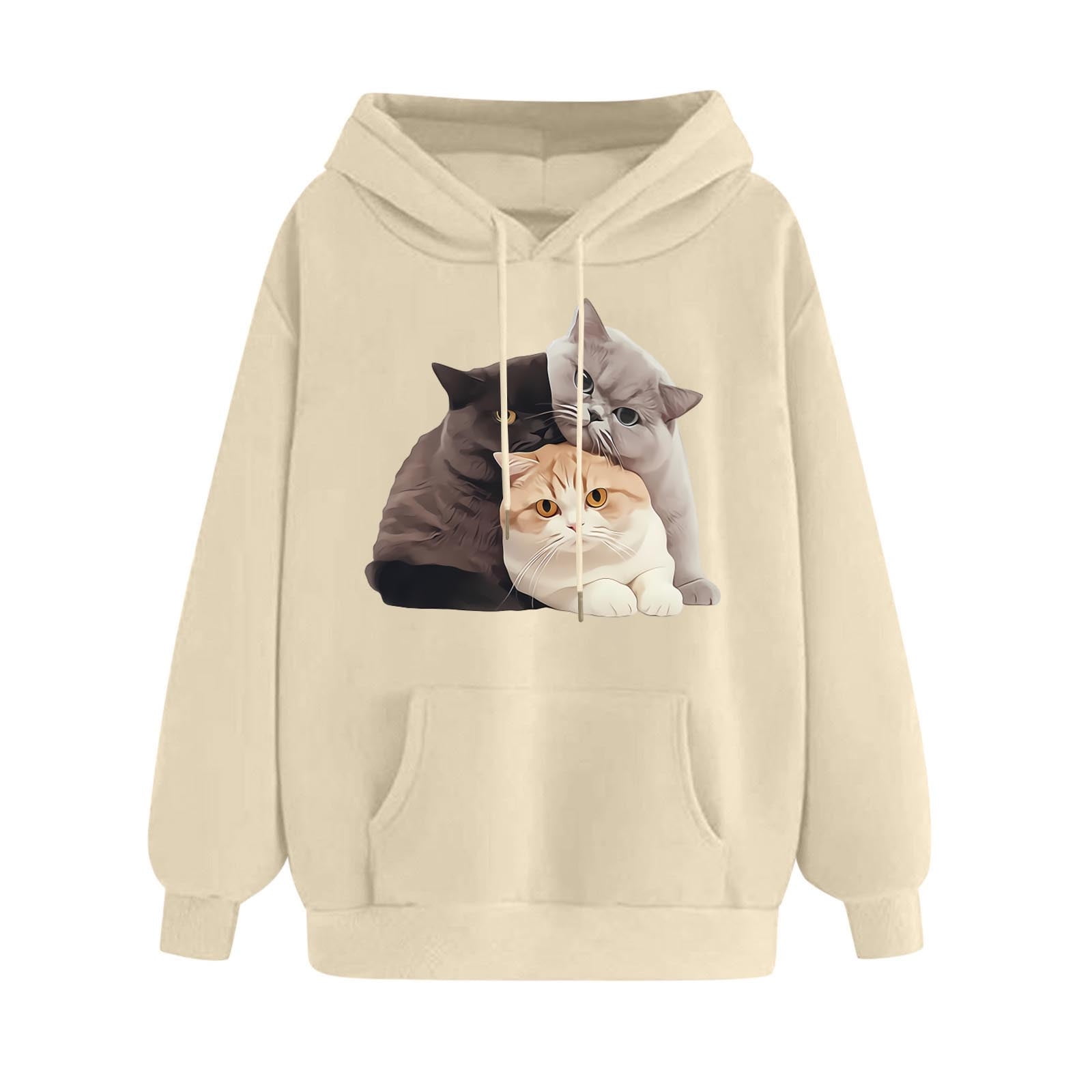 Cat Oversized Animal Hoodie BYOIMUD Womens Fall Winter