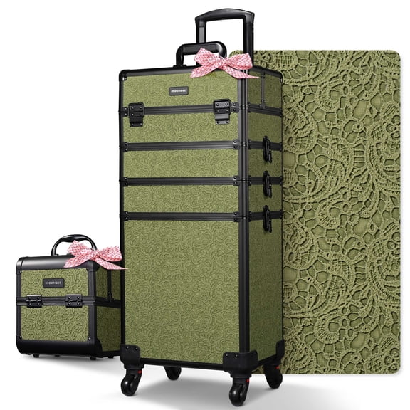 BYOOTIQUE Makeup Train Case Trolley w/ Cube Case Cosmetic Organizer Rococo