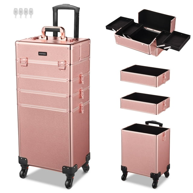 BYOOTIQUE Professional 4in1 Portable Rolling Makeup Train Case with ...