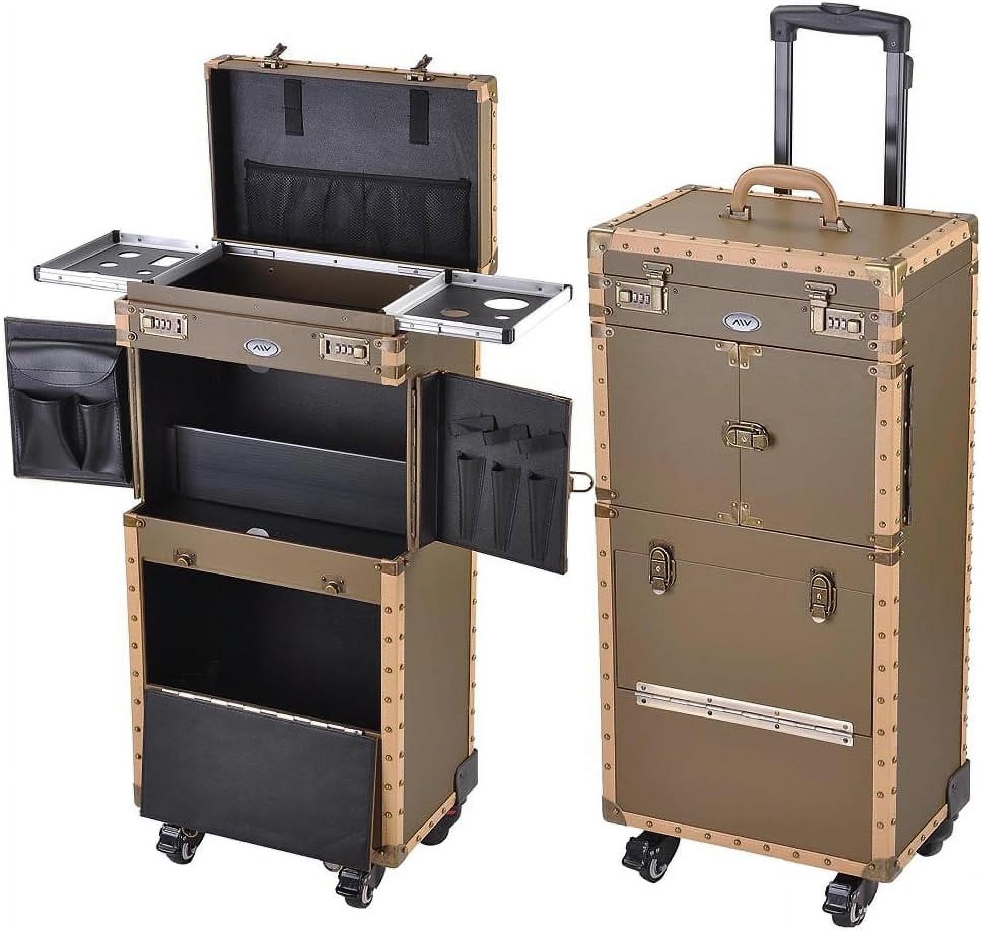 BYOOTIQUE Rolling 15X11x33 Makeup Stylist Train Case Hair Salon Clipper