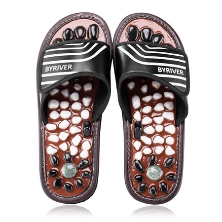 BYRIVER Plantar Fasciitis Relief Massager, Deep Tissue Foot Massage Slippers Sandals for Men Women (BK25)