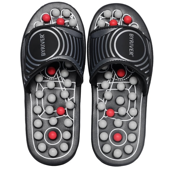 BYRIVER Reflexology Foot Massager for circulation, Massage Slippers Sandals Slides, Improve Circulation, Relief Tension (02XL)