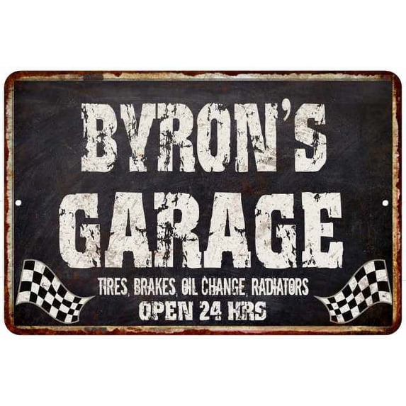 BYRON'S Garage Black Grunge Sign 8x12 Decor Gift 208120005134