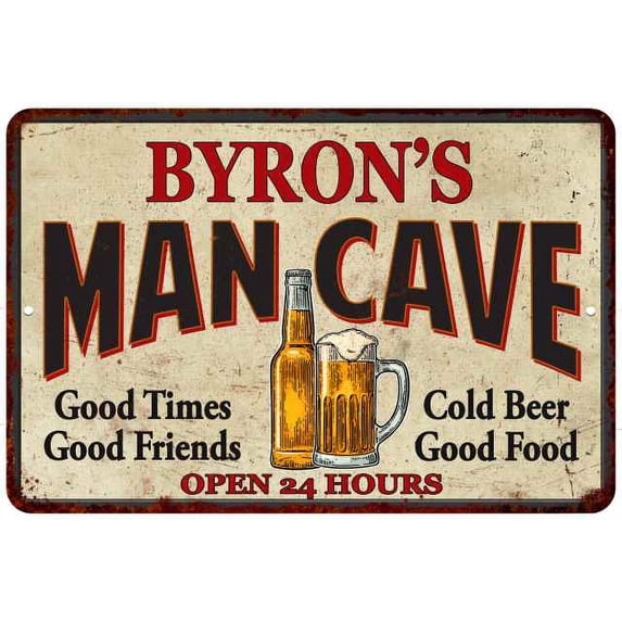 BYRON'S Man Cave Gift Metal Sign Wall Decor Gift 12x18 112180011278