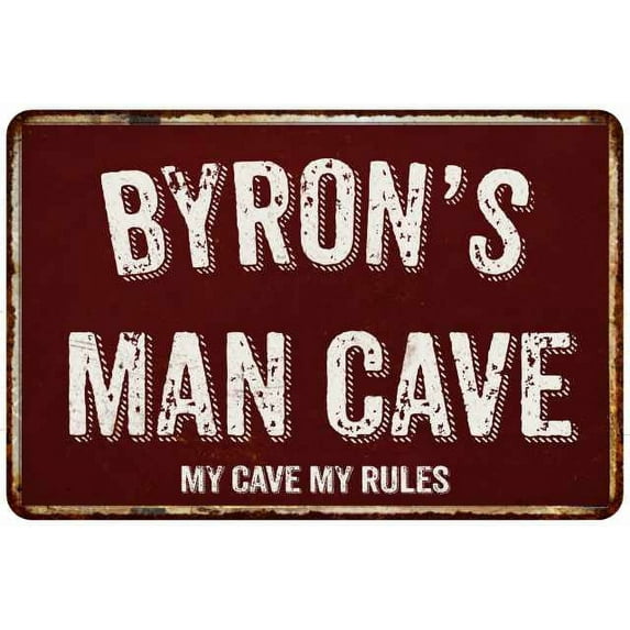 BYRON'S Man Cave Red Grunge Gift Sign Metal 12x18 Decor 208120003134