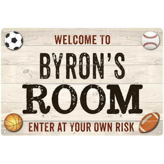 BYRON'S Room Kids Bedroom Sign Boy's Gift 8x12 Metal 108120090494