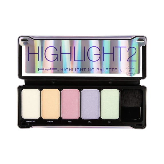 BYS Highlight 2 Makeup Palette with Contour Brush and Mirror