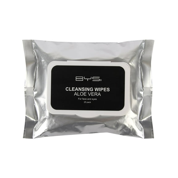 BYS Makeup Remover Cleansing Wipes with Aloe Vera and Vitamin E for Face and Eyes - 25 Pack