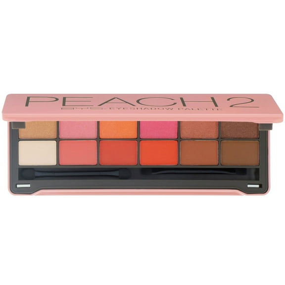 BYS Peach 2 Eyeshadow Palette Tin with Mirror Applicator 12 Matte & Metallic Shades
