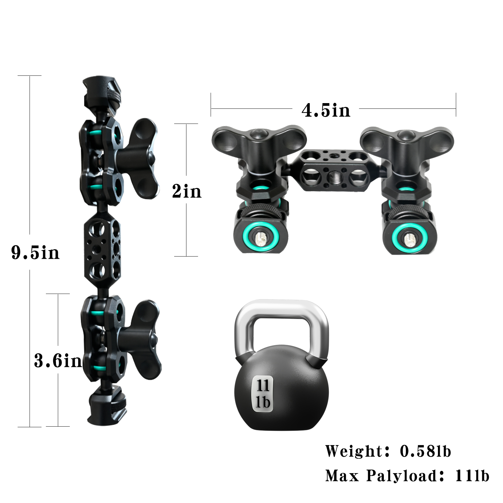 BYSJ Camera Magic Arm, Flexible Articulating Arm with 1/4” Screws