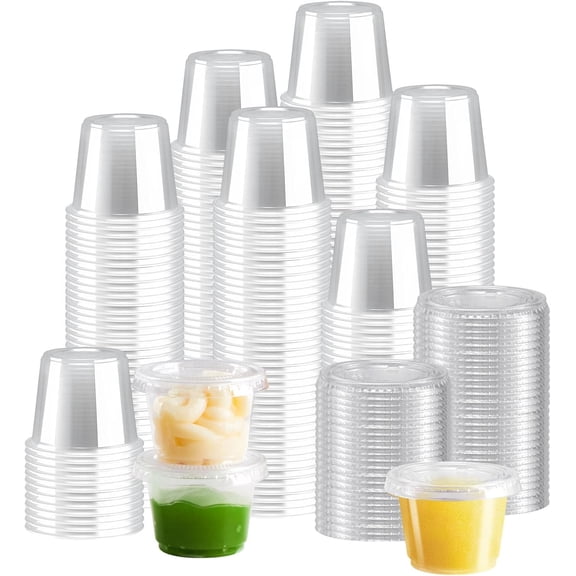 BYSNOW 1 oz Jello Shot Cups with Lids, Small Plastic Sample Cups, 500 Pack