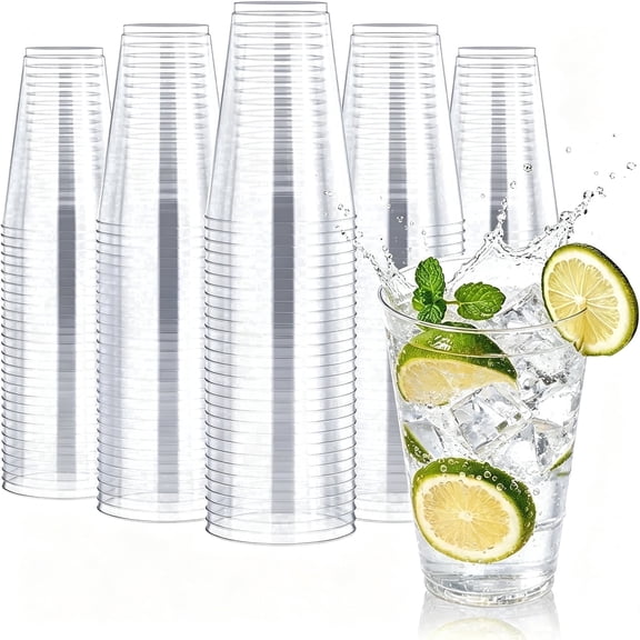 BYSNOW 12 oz Clear Plastic Cups, Disposable Plastic Party Cups, 100 pack Cake Cups