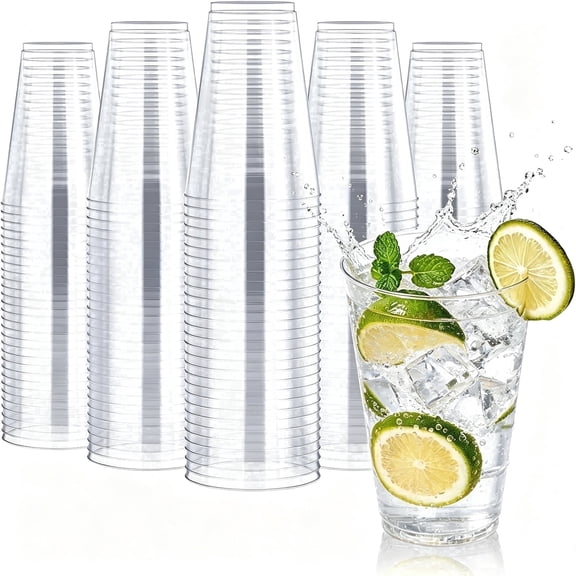BYSNOW 12 oz Clear Plastic Cups, Disposable Plastic Party Cups, 100 pack Cake Cups