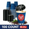 thumbnail image 1 of BYSNOW 12oz Disposable Coffee Cups with Lids, To Go Coffee Cups, Hot Paper Cups, 100 Count, 1 of 10