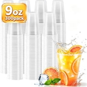 BYSNOW 9 oz Clear Plastic Cups, Crystal Cold Cups Bulk, Disposable Cups for Party, Dinne, 300 Count
