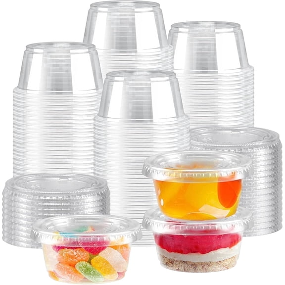 BYSNOW 2 oz Jello Shot Cups with Lids, Small Plastic To-Go Cups, 360 Count