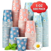 BYSNOW 5 oz Paper Cups, Disposable Bathroom Cups, 600 Pack Mouthwash Cups