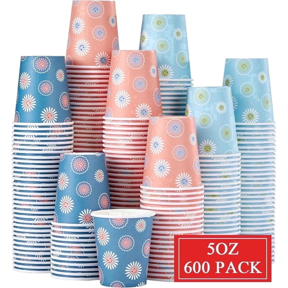 BYSNOW 5 oz Paper Cups, Disposable Mouthwash Cups, Snack Cups, 600 Count